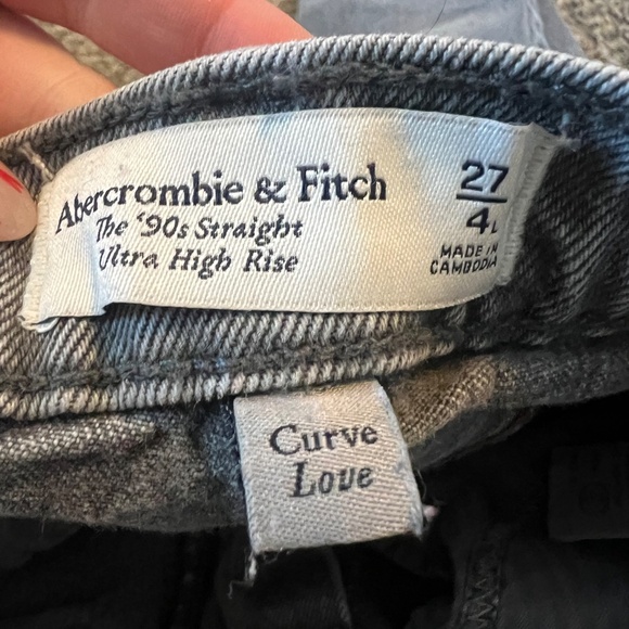 Abercrombie and Fitch curve love 90's straight ultra high rise gray jeans size 4 - Picture 4 of 5